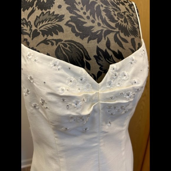 Vintage Bill Levkoff a line midi dress w/ flower & rhinestone embroidery detail - Picture 2 of 4